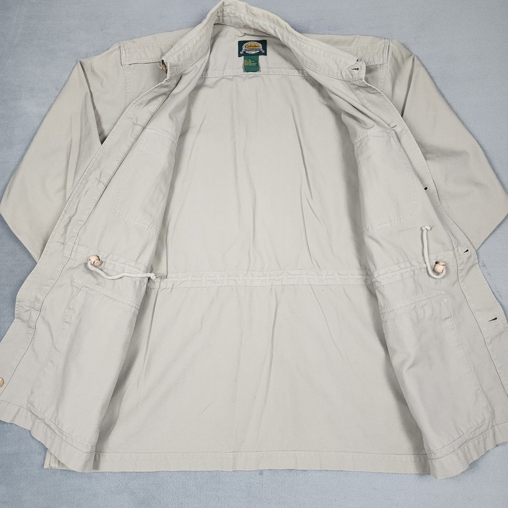 Vintage Cabelas Safari Field Jacket Mens XL Beige Cotton Utility Hunting Coat - Picture 8 of 9